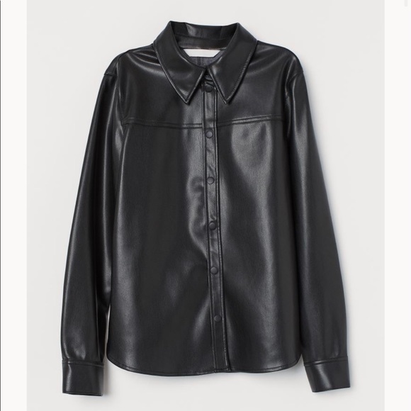 H&M Tops - H&M faux leather oversized button down top